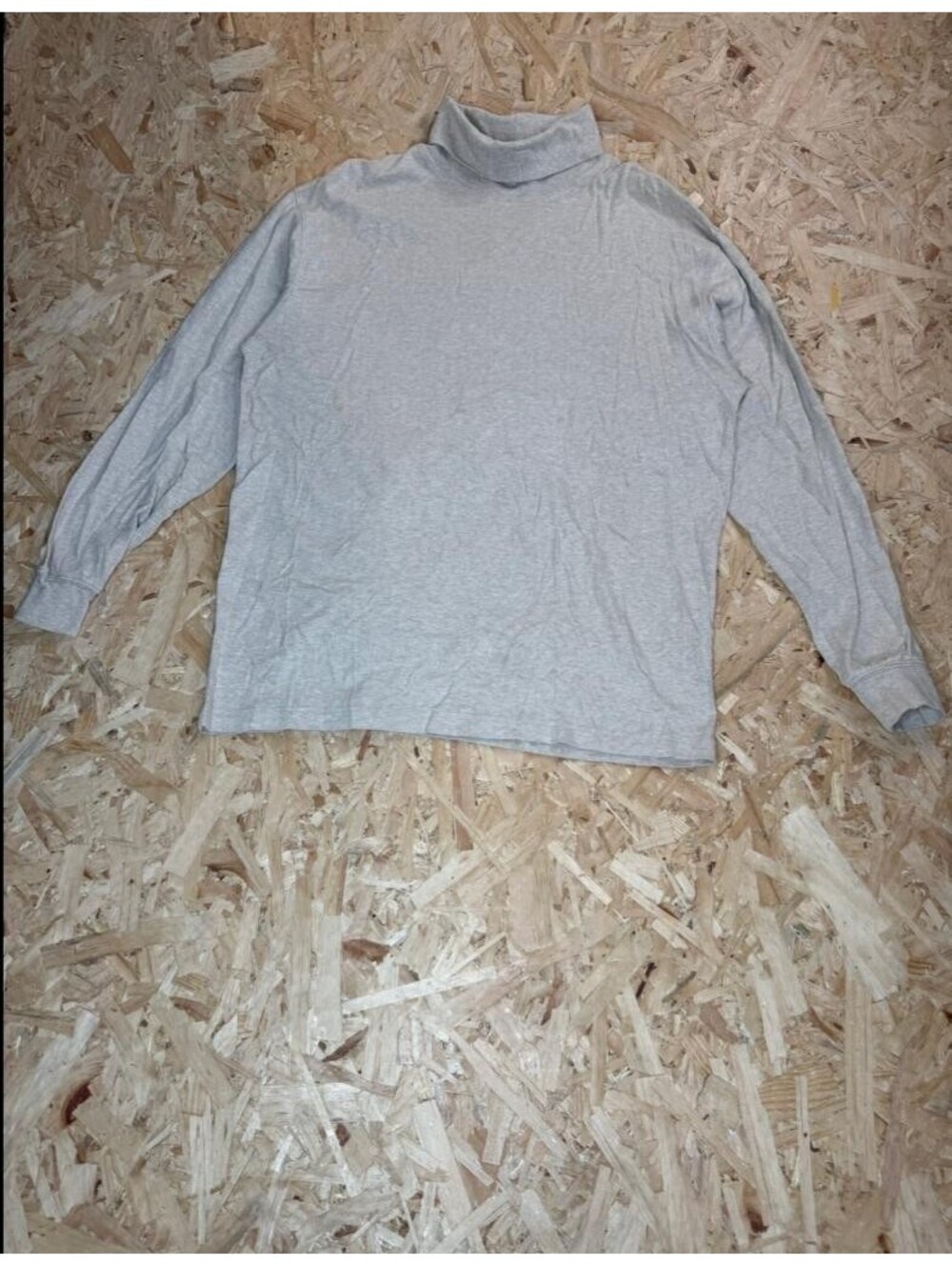 St Johns Bay Turtleneck Shirt Mens Large Gray Cotton Long Sleeve Mock Neck Tee